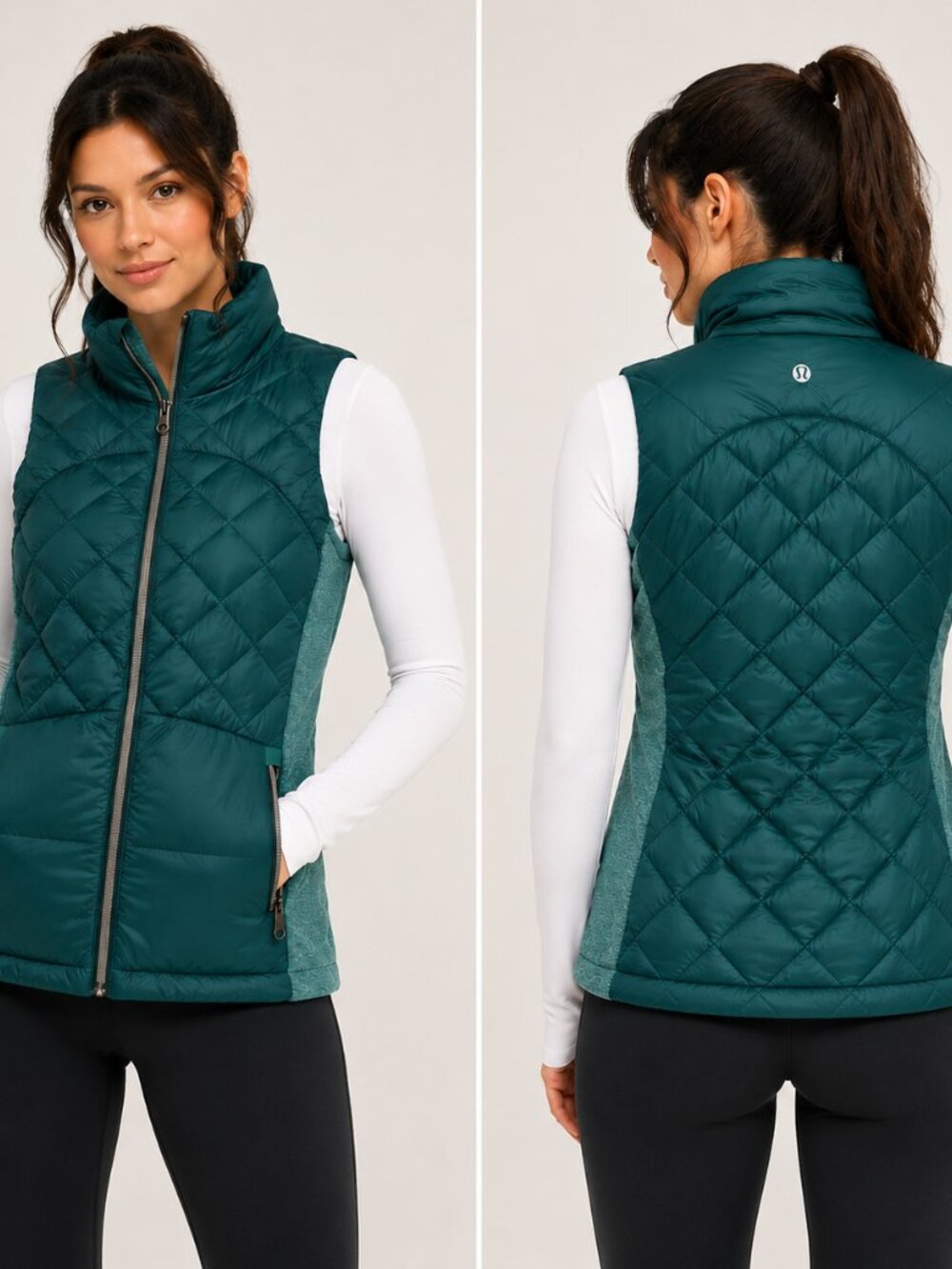 Lululemon Down Foa A Run Quilted Down Puffer Vest in Teal Green Size 2